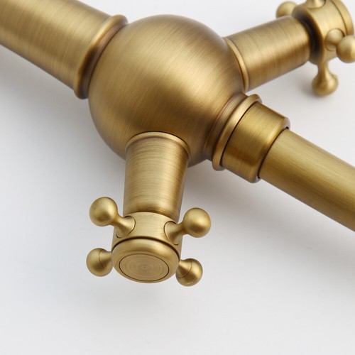 Bathroom Vessel Basin Dual Handle Faucet Antique Brass Mixer Tall Tap Deck Mount - Picture 7 of 12