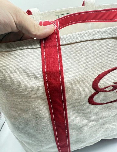 LL Bean Boat & Tote Canvas Bag Red Made In USA Label Rigid Red Trim LARGE NWT - 第 2/11 張圖片