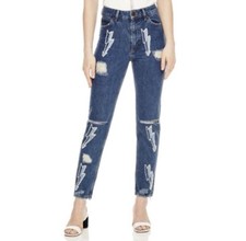 Sandro Paris Jeans, Pearl Embellished Lightening Bolt EU 36 Medium Wash
