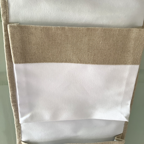 New, Unused Handmade in Bulgaria Heavy White Canvas 5 Pocket Hanging Organizer - Picture 2 of 10