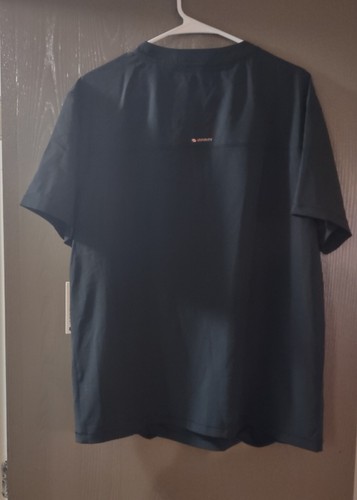 Infinity Men's Large Partial Zip V-neck Scrubs Top IN702A Black - Picture 5 of 11