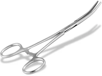 Gebogene Klemme 14,5 cm mit Zahnung Edelstahl-Rostfrei Hakenlöser Zange Angeln