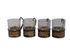 Antico set 4 bicchieri bicchierini liquore digestivo argento 800 Firenze 1950 