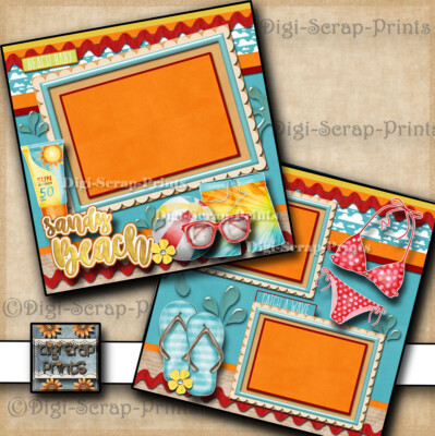 SANDY BEACH travel vacation premade scrapbook pages 12x12 layout ...