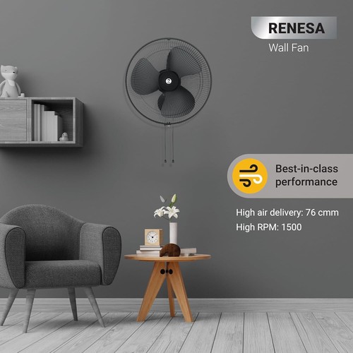Atomberg Renesa 400mm (15") Wall Mount Fan with Remote 220V (Midnight Black) - Picture 4 of 6