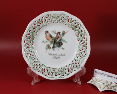 Schumann - Durchbruchteller Wandteller 14 cm. Dekor: Vogel Stieglitz