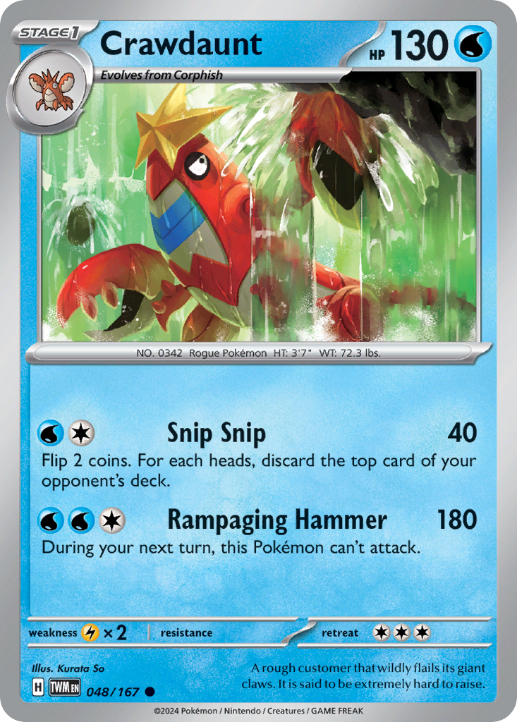 Crawdaunt 48/167 Common | Twilight Masquerade | Pokemon Card | eBay