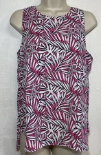 St Tropez West Small Tank Top Pink White Round Neck Sleeveless Blouse 