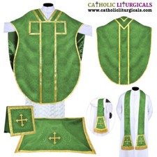 NEW Green Chasuble.St. Philip Neri Style vestment Stole & mass set 5 pc,Vestment