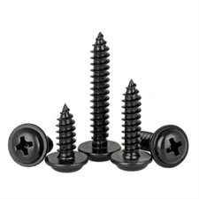 5/50 M2-M5 304 Black Stainless Steel Phillips Pan Head With Washer Tapping Screw