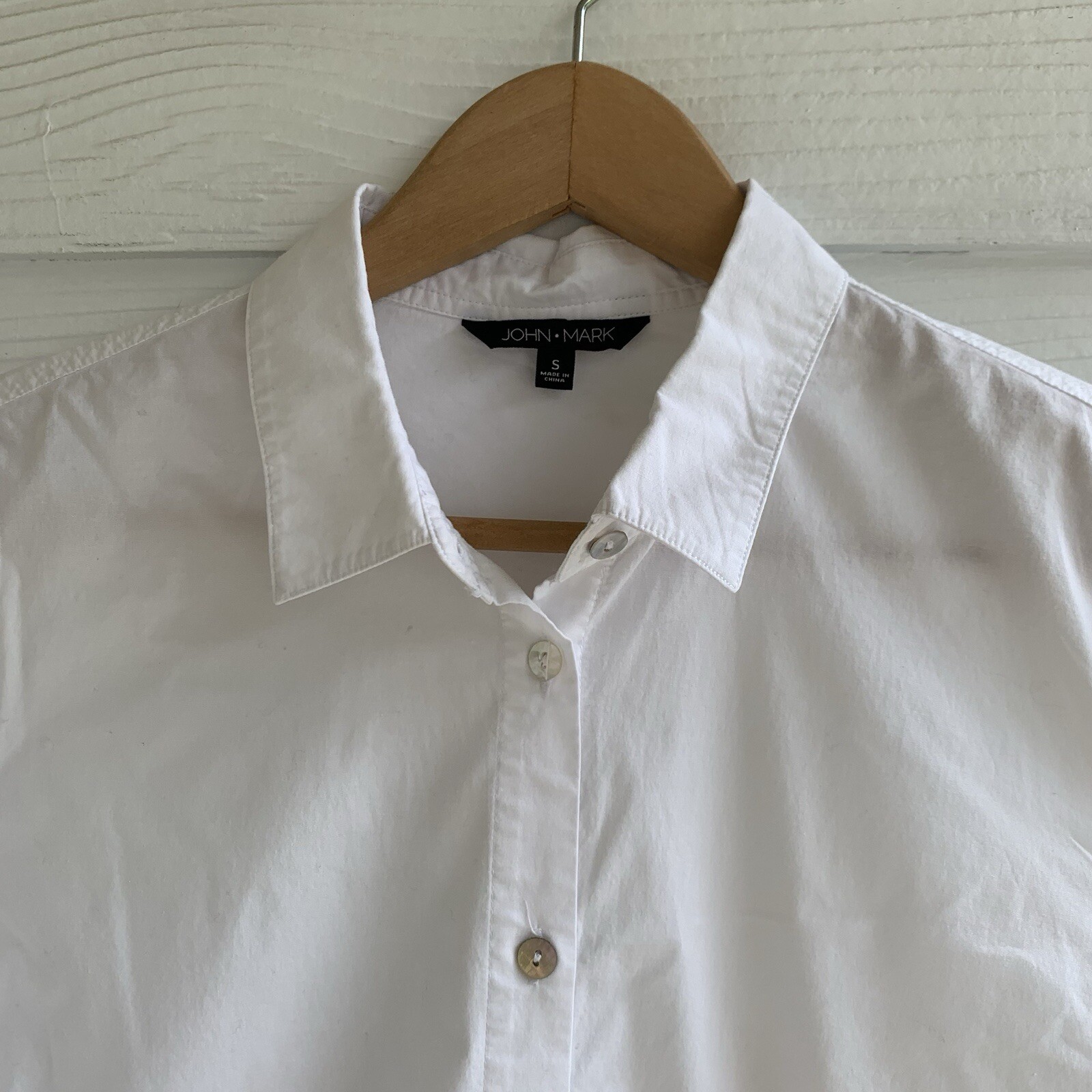 John Mark White Tunic Top Button Down Blouse Long… - image 2