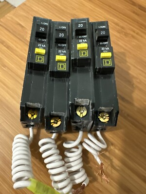 #ad 4 x Square D QOB120VHGFI 1 Pole 20 Amp 120V GFI Ground Fault Circuit Breaker $160.00