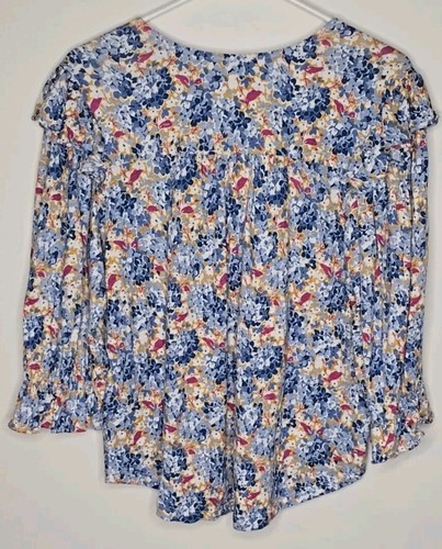 Lauren Ralph Lauren Women's Peasant Blouse Linen Blend Ruffle Floral XL - Picture 7 of 10