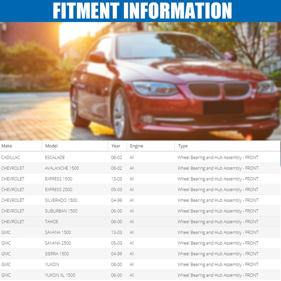 2PCS Front Wheel Bearing Hub Assembly Fit for Chevy Silverado GMC Sierra 1500 Foto 3 de 4