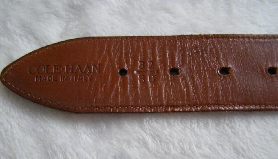 Cinturón para mujer COLE HAAN plateado occidental de metal y cuero en color tostado talla 32 Italia de colección Foto 3 de 4