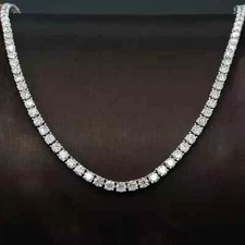 22Ct Round Cut Lab Created Diamond Tennis Necklace 14K White Gold Plated