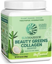 Sunwarrior Plant-Based Beauty Greens Collagen Powder Organic & Vegan, 10.6 oz
