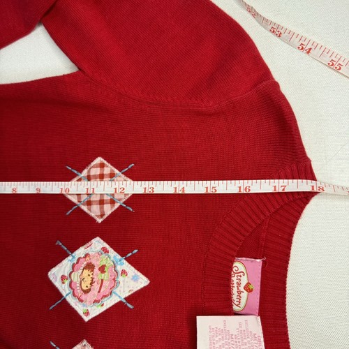 Red Strawberry Shortcake Vintage 2000s Girls Sweater Sz 7/8 Cute Y2K Valentine - Picture 7 of 8
