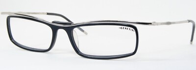Vintage RARE GENESIS 867 2 Schwarz/Silber EYEGLASSES 51-16-135mm Italien
