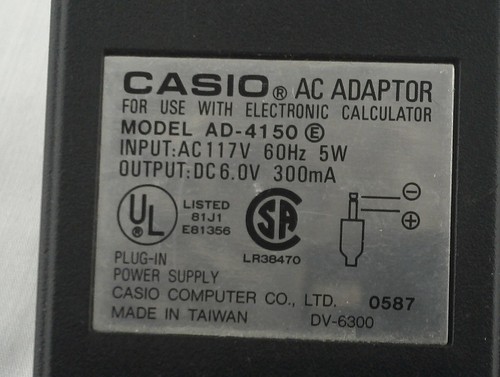 CASIO AD-4150 AC ADAPTOR FOR ELECTONIC CALCULATORS - Picture 2 of 4