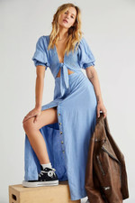 New Free People String Of Hearts Maxi Dress Size XS MSRP: $198 blue