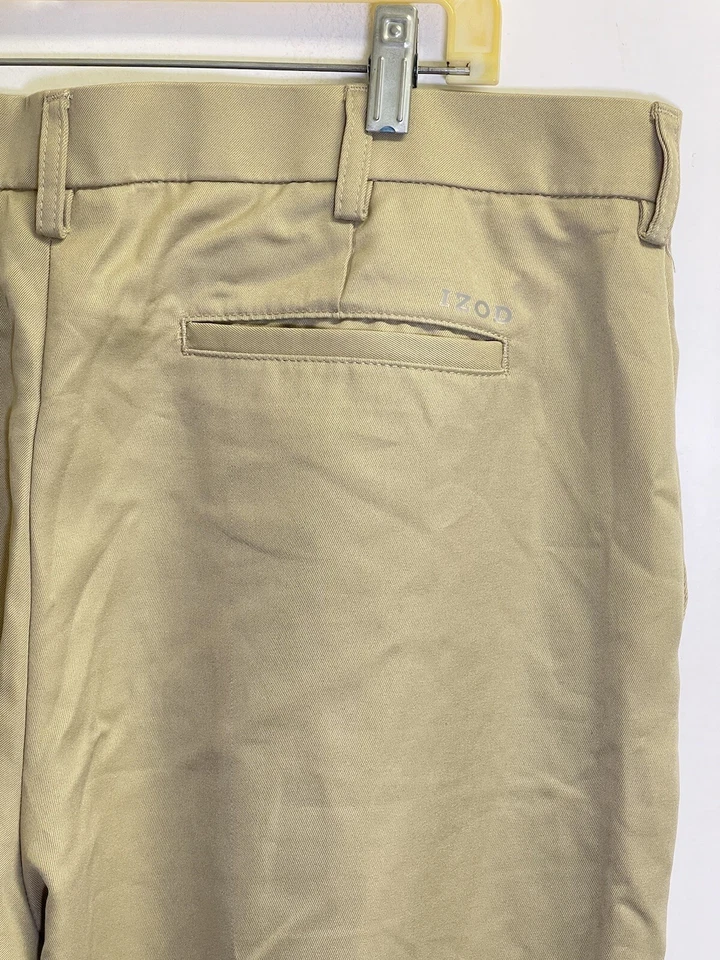 IZOD Golf Men's 38/30 Classic Fit Flat Front Beige Pants - Image 4 of 4