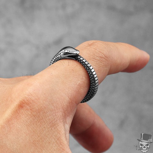 Anillo Esculpto Rings™ Acero Inoxidable Serpiente Ouroboros Punk Para Hombre - Imagen 3 de 14