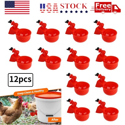 #ad 12PCS Chicken Automatic Watering Cups Drinker Waterer for Duck Quail Hen Poultry $14.99