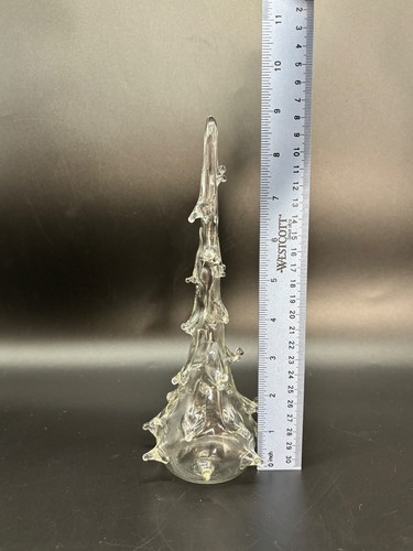 Blown Glass Christmas Tree Figurine Unique Hollow Form Hand Made - Picture 7 of 7