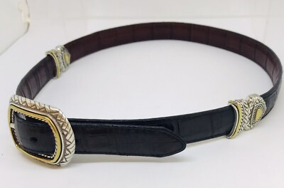 Vintage Brighton Reversible Black Brown Croc Silver Leather  display picture 1