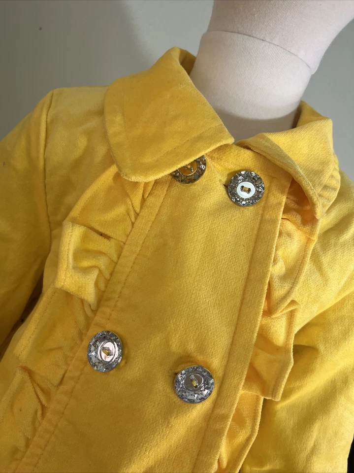 Chaqueta Abrigo Gymboree Terciopelo Amarillo XS 3/4 NUEVA CON ETIQUETAS Niñas Foto 3 de 4
