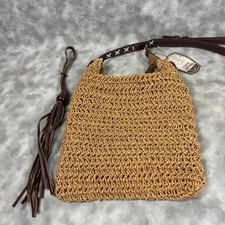 2020s Vtg Sun N' Sand Straw Crossbody Bag NWT Brown Strap CE5940B 🌴 Boho Casual
