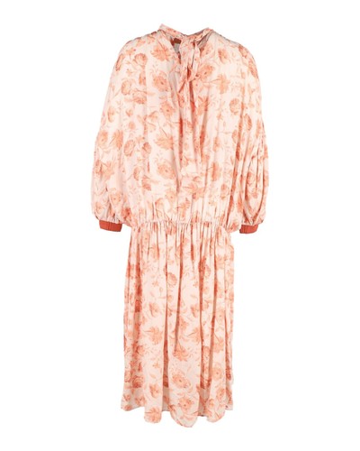 Mother Of Pearl Cold Shoulder Midi Dress In Floral Print Silk Women Peach Size - 第 3/3 張圖片