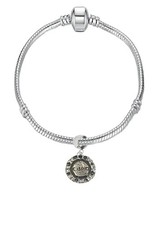 Z13 Casino Poker Chip Zinn Charm auf Silber Rhodium Platte Schlangenarmband