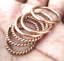 Solid Pure Copper Minimalist Healing Ring, Handmade, Unisex, 6 Pc Designer Rings