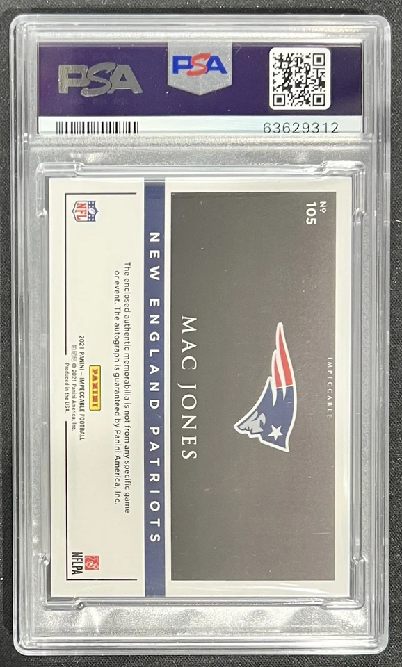 2021 Impeccable Elegance Helmet/Nameplate Mac Jones 18/35 PSA - Image 2 of 2