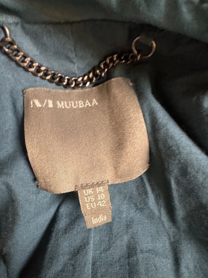 Chaqueta de moto Muubaa para mujer verde azulado profundo 100 % cuero de cordero talla 10 Foto 3 de 4