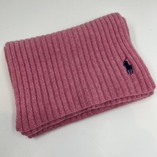 Polo Ralph Lauren Unisex Pink Ribbed Wool Scarf Polo Player Logo VTG NWT