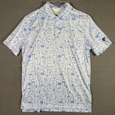 Robert Graham Polo Shirt Mens Medium White BBQ Grill Print Golf Performance