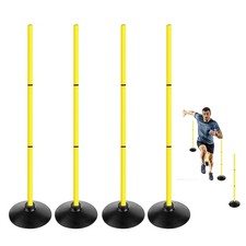 4FT Agility Poles Set Detachable Speed Training Poles Soccer Slalom Sticks wi...
