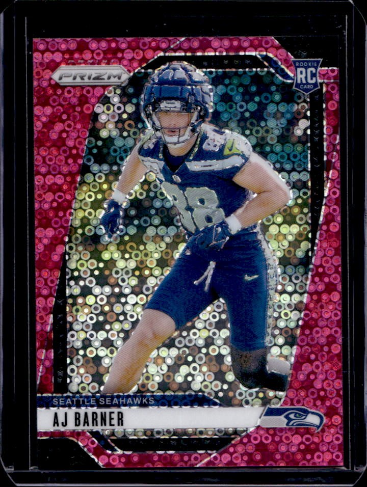2024 Prizm AJ Barner No Huddle Pink Rookie RC #9/25 Seahawks