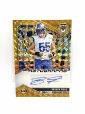 BRADEN FISKE 2025 Panini Mosaic Gold Prizm Auto /10 Los Angeles Rams #AMC-BF