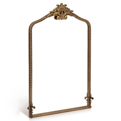 Copper Red Baroque Mirror Antique 26x36Inches - Vintage Arched Mirror with Or...