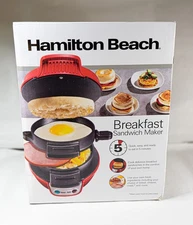 Hamilton Beach Breakfast Sandwich Maker 5-min Breakfast Red Unopened Box