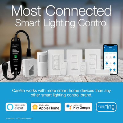 Caseta Plug-In Smart Lamp Dimmer Switch Kit with Pico Remote ( Hub Required),...
