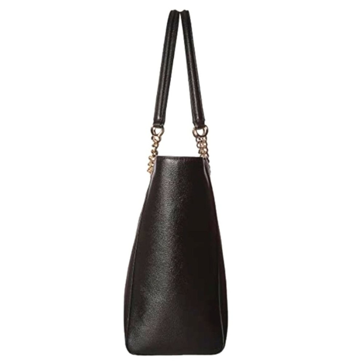 NWT COACH Turnlock Black Pebbled Leather Chain Tote Bag | eBay