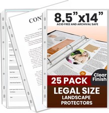 Performore 25 Pack of 8.5X14 Legal Size Heavyweight Long Clear Sheet Protectors,