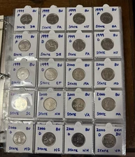 1999-2009 50 State Quarter Complete Set with 6 Territories ~ all 224 Coins