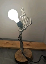 Handmade Industrial Metal Hand Lamp - Bolt & Nut Art Sculpture Table Lamp Bones