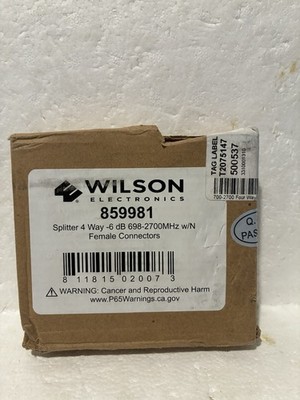 Wilson Electronics 859981 Splitter 4-Way -6dB 698-2700MHz w/ N Female Connectors